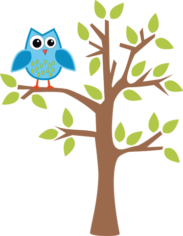 Tapete vinílico infantis Árvore com coruja azul - TenStickers