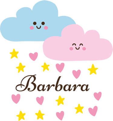 Tapete vinílico infantis nuvem azul e rosa com nome - TenStickers