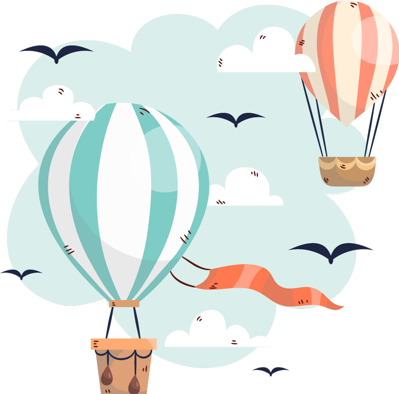 Tapete vinílico infantis balões e nuvens - TenStickers