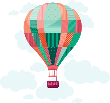 Tapete vinílico infantis balão de ar quente patchwork - TenStickers