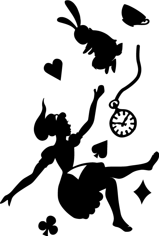 Tapete vinílico infantis alicia e o coelho branco - TenStickers