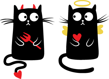 Tapete vinílico infantis gato bom e gato mau - TenStickers