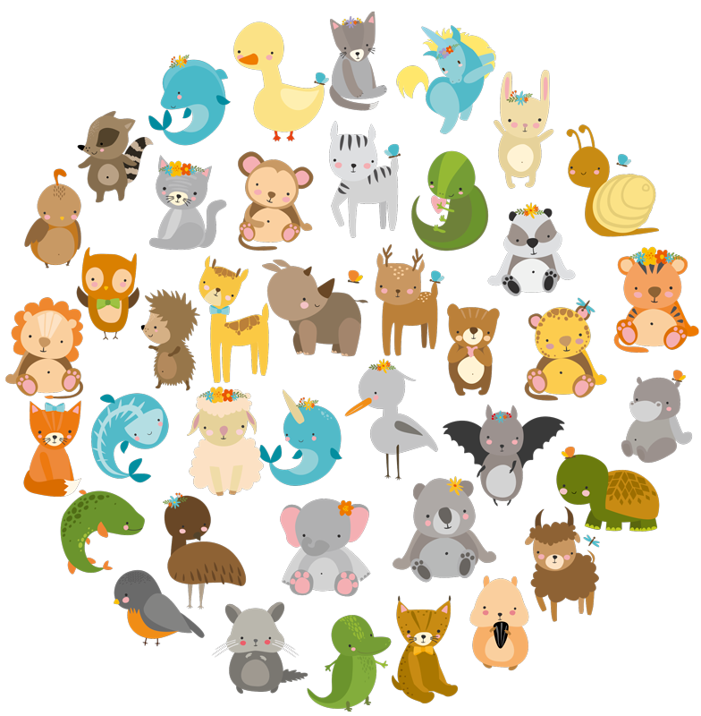 Tapete vinílico infantis meus animais do zoo - TenStickers