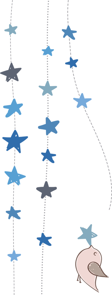 Tapete vinílico infantis estrelas azuis e passarinho - TenStickers