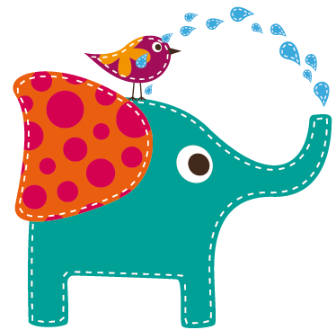 Tapete vinílico infantis elefante tomando banho com ave - TenStickers