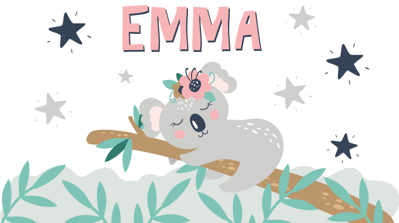 Tapete vinílico infantis com lindo coala para menina - TenStickers