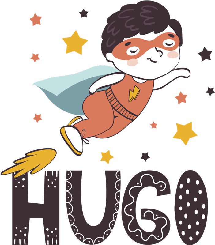 Tapete vinílico infantis super-herói nome personalizável - TenStickers