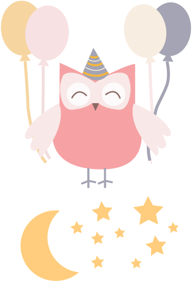 Tapete vinílico infantis coruja festeira - TenStickers