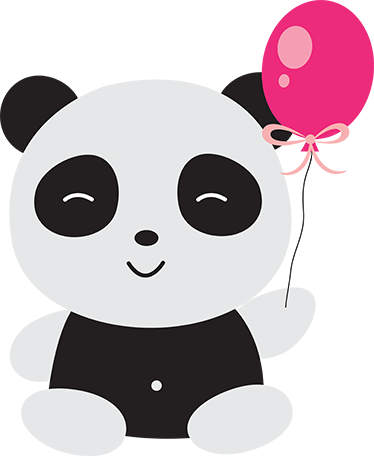 Tapete vinílico infantis panda com balão rosa - TenStickers