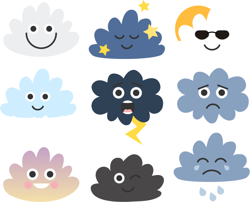 Tapete vinílico infantis nuvens com rostos - TenStickers