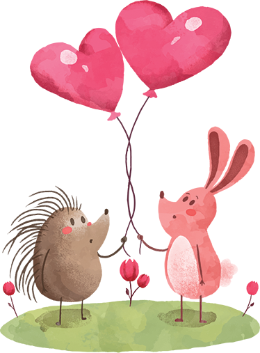 Tapete vinílico infantis ouriço e coelho - TenStickers