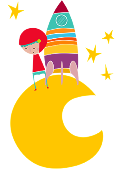 Tapete vinílico infantis foguete na lua - TenStickers