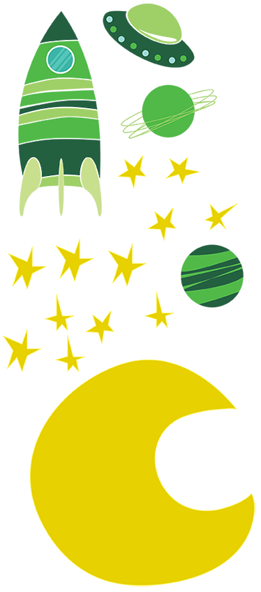 Tapete vinílico infantis com adesivo espacial verde - TenStickers