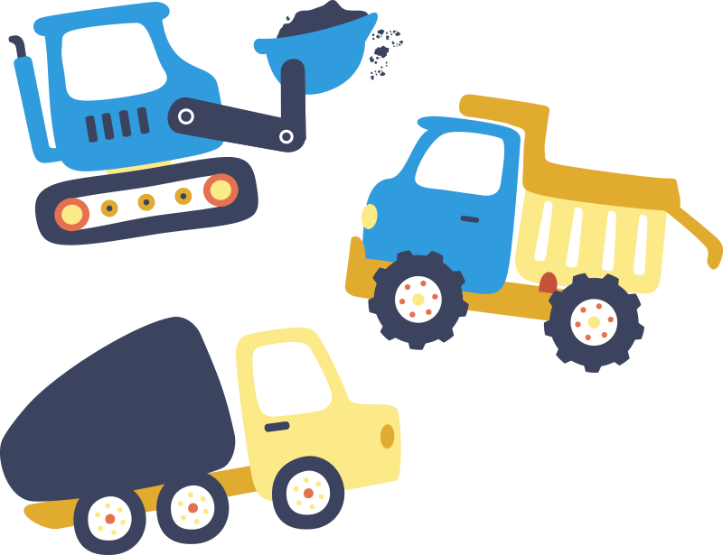 Tapete vinílico infantis com símbolos de escavadeira - TenStickers