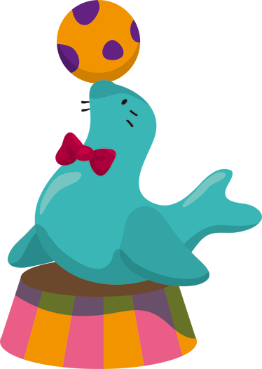 Tapete vinílico infantis foca de circo com bola - TenStickers