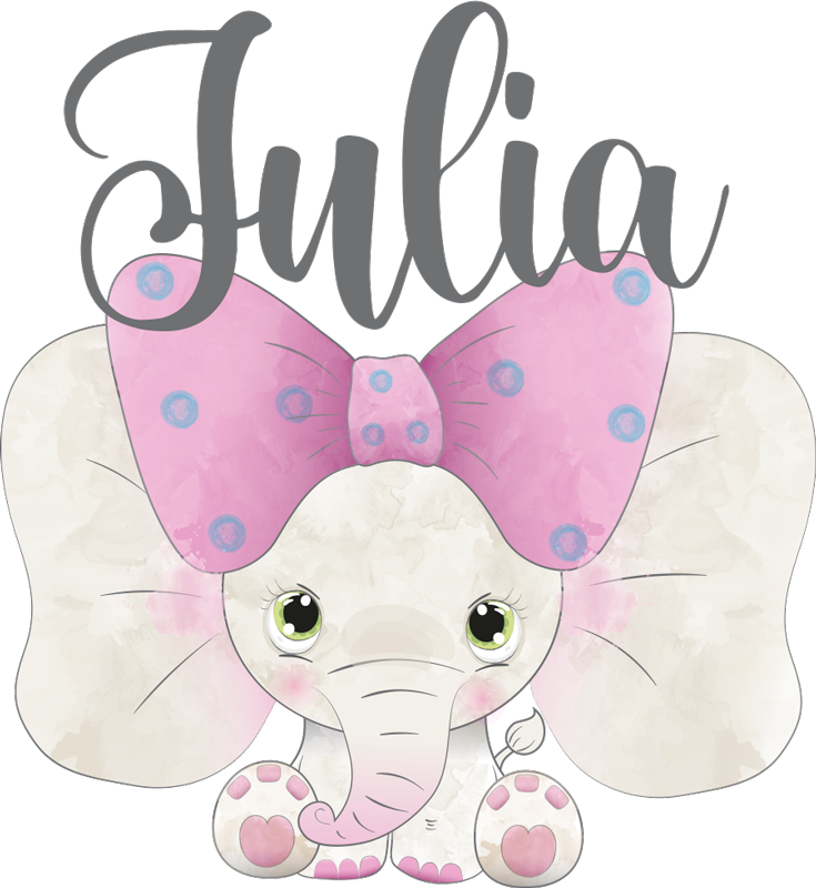 Tapete vinílico infantis elefante com filhote e nome - TenStickers
