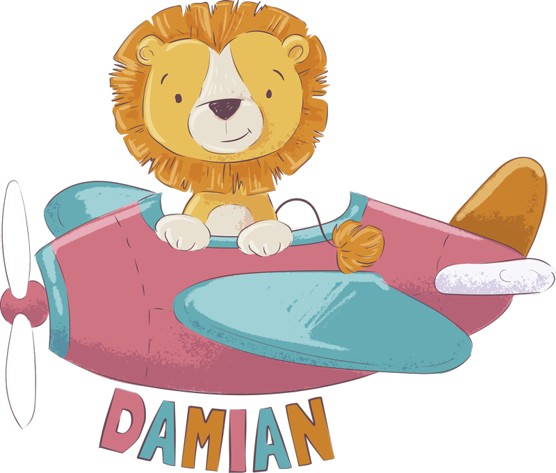 Tapete vinílico infantis leão com nome - TenStickers