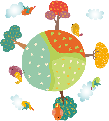 Tapete vinílico infantis primavera circular com animais - TenStickers