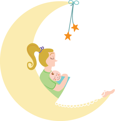 Tapete vinílico infantis mãe e bebê na lua - TenStickers