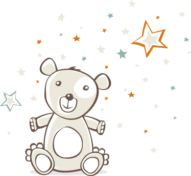 Tapete vinílico infantis urso de pelúcia com estrelas - TenStickers