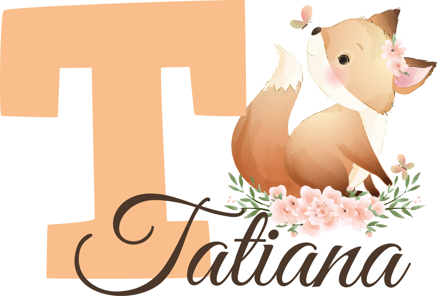 Tapete vinílico infantis com raposa fofa e nome - TenStickers