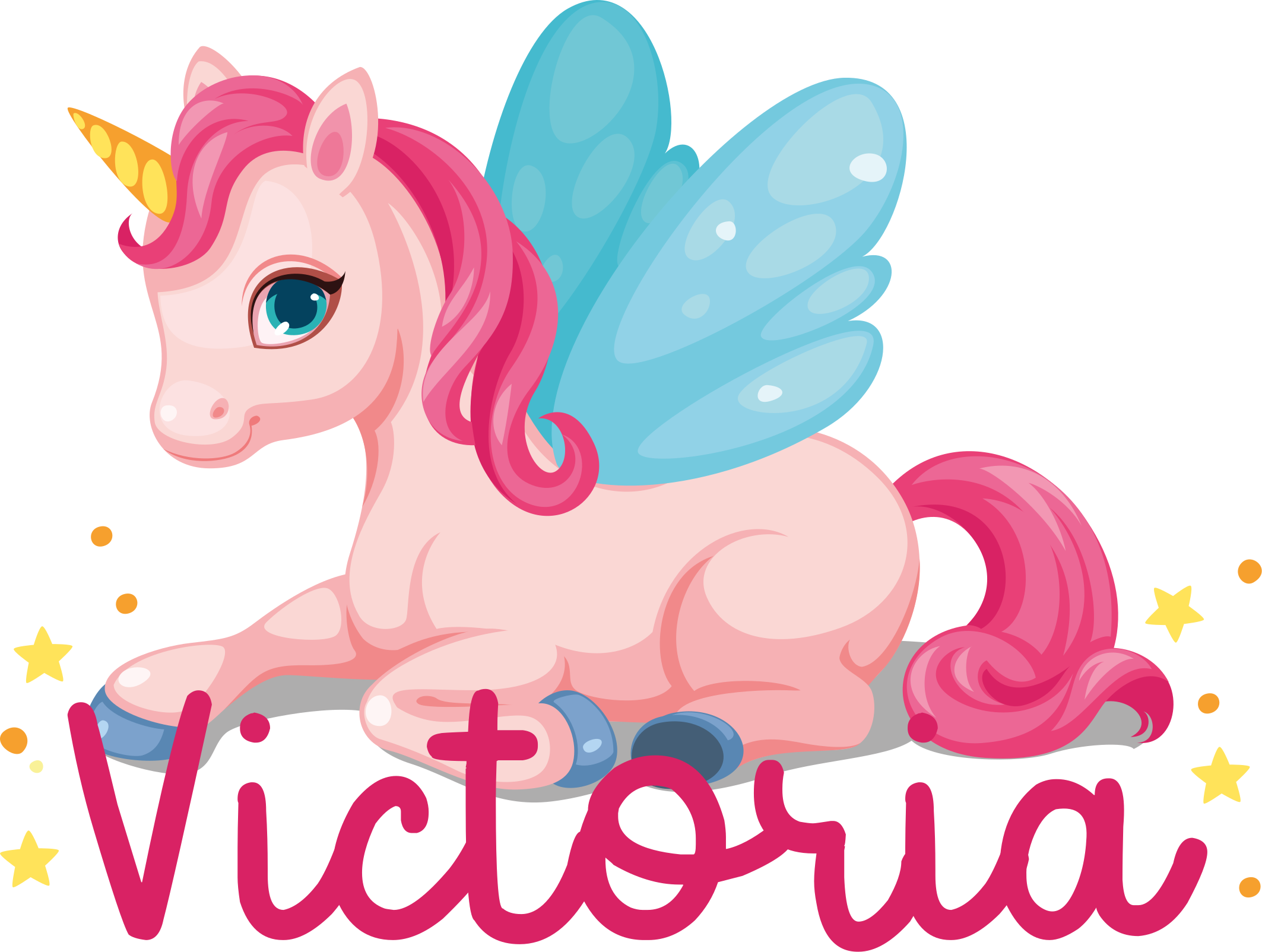 Tapete vinílico infantis unicórnio rosa divertido - TenStickers