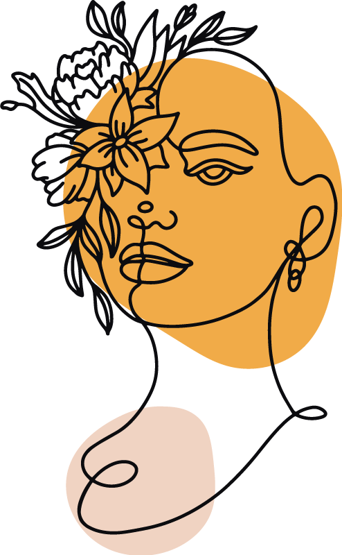 Tapete vinílico quarto retrato minimalista de mulher - TenStickers