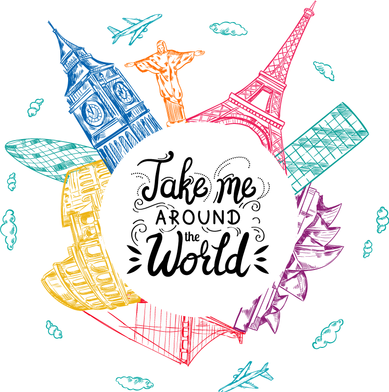 Tapete vinílico quarto joias do mundo - TenStickers