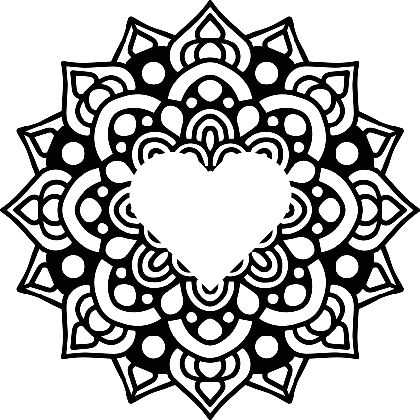 Tapete vinílico quarto mandala com moldura de coração - TenStickers