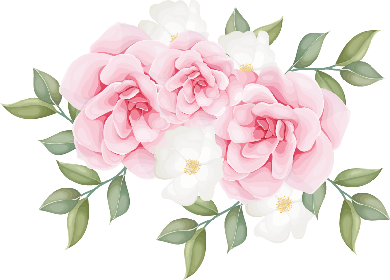 Tapete vinílico quarto flores elegantes em rosa - TenStickers