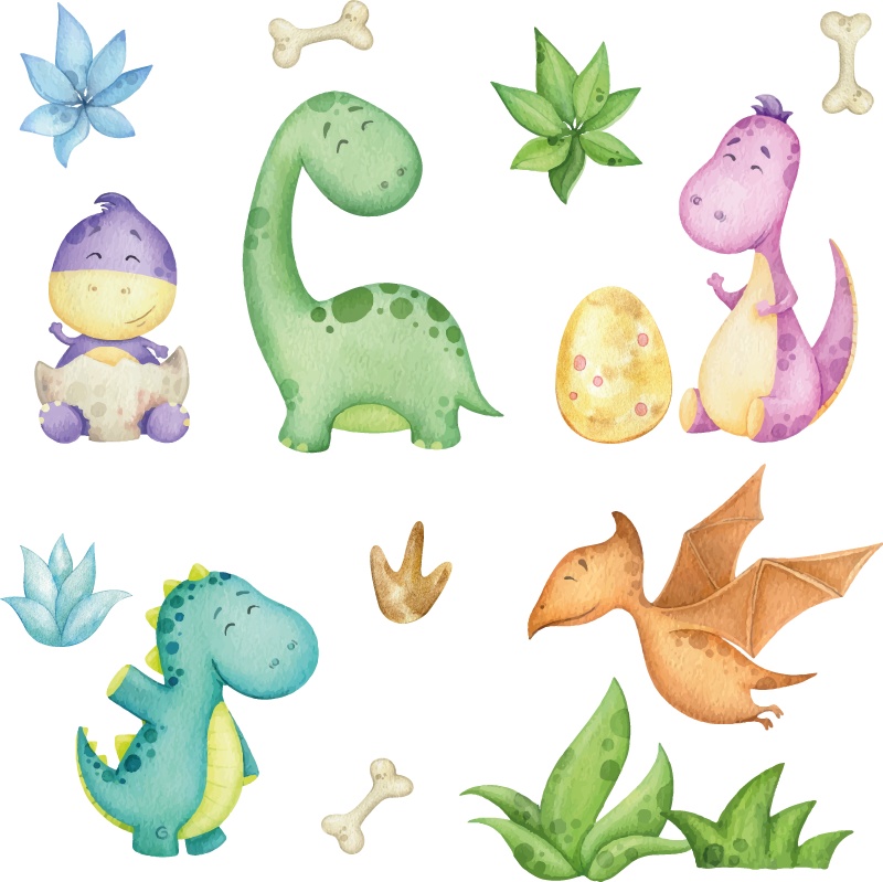 Tapete vinílico quarto dinossauro nórdico desenhado - TenStickers