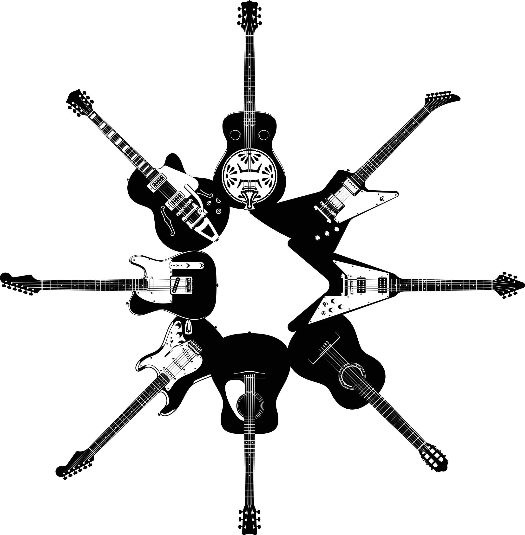 Tapete vinílico quarto guitarras em círculo - TenStickers