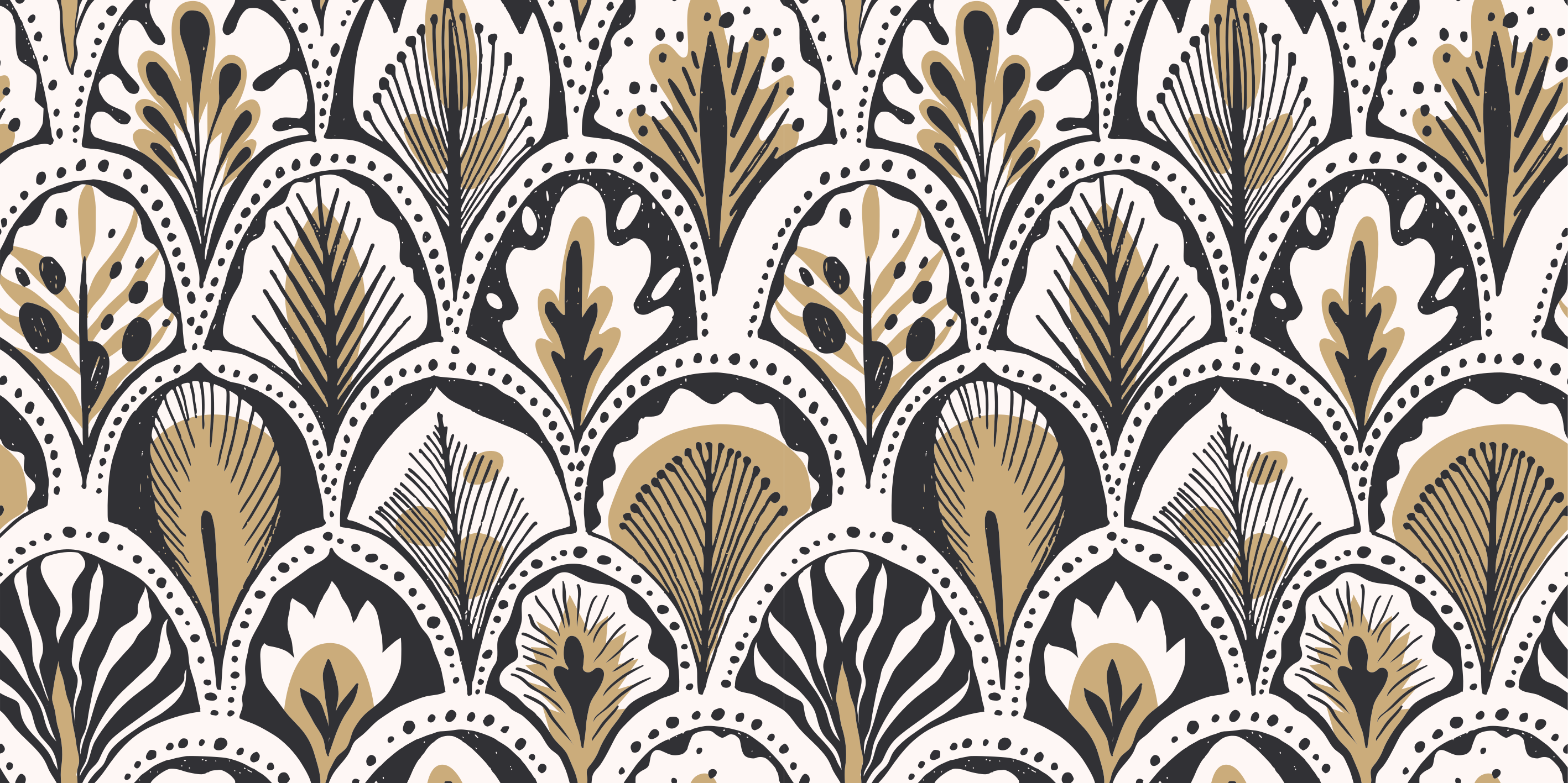 Tapete vinílico quarto padrão leque art déco - TenStickers