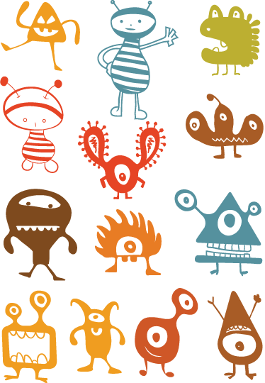 Tapete vinílico infantis alienígenas coloridos - TenStickers