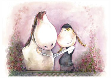 Tapete vinílico infantis menina e cavalo - TenStickers