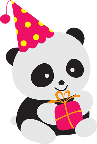 Tapete vinílico infantis panda bebê com presente - TenStickers