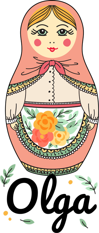 Tapete vinílico infantis matrioska com nome - TenStickers