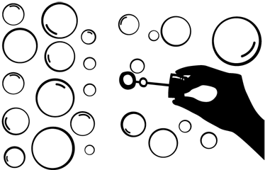 Tapete vinílico de jogos silhueta mão bolhas - TenStickers