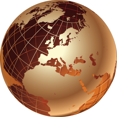 Tapete vinílico de mapa mundial em dourado europa - TenStickers