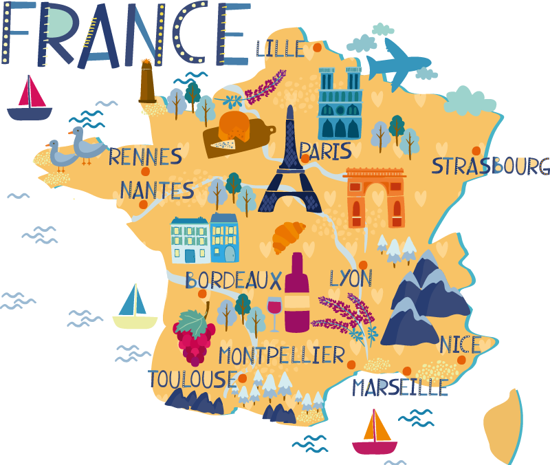 Tapete vinílico de mapa mundial vinil turismo frança - TenStickers