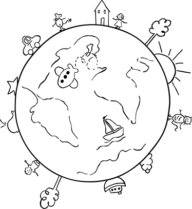 Tapete vinílico infantis bola do mundo viagens - TenStickers