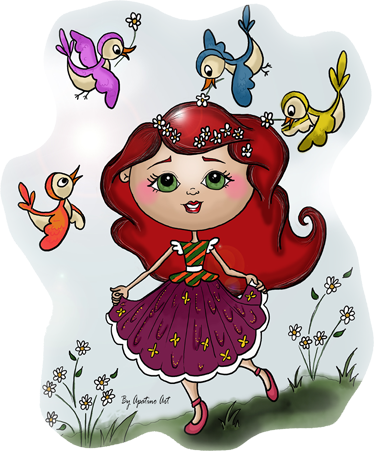 Tapete vinílico infantis menina no campo - TenStickers