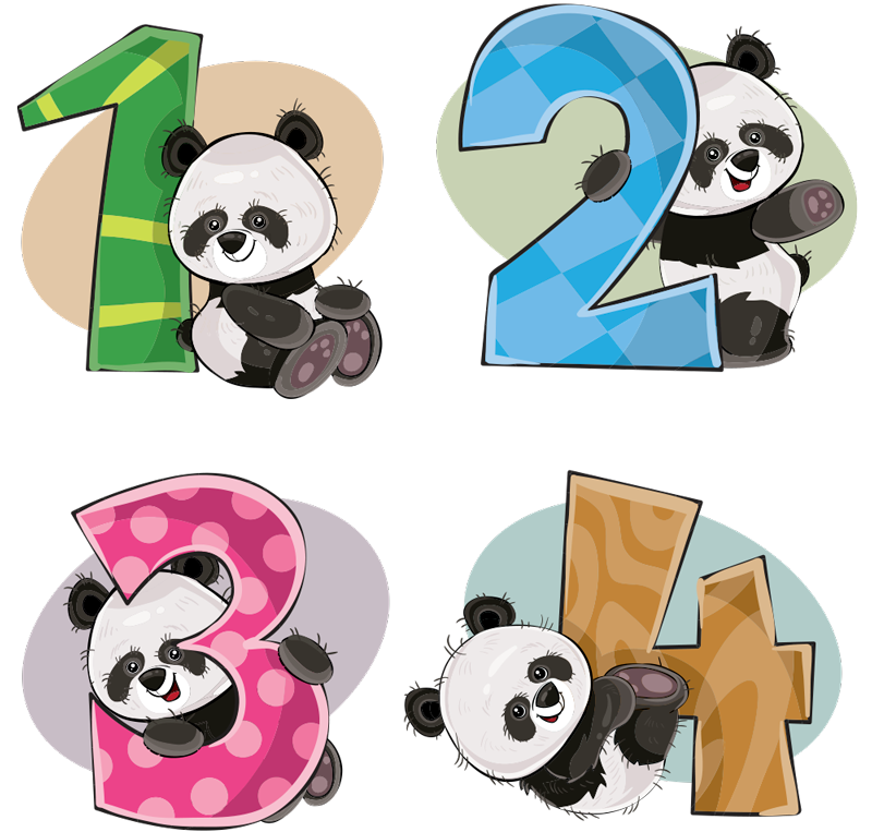 Tapete vinílico infantis 4 pandas - TenStickers
