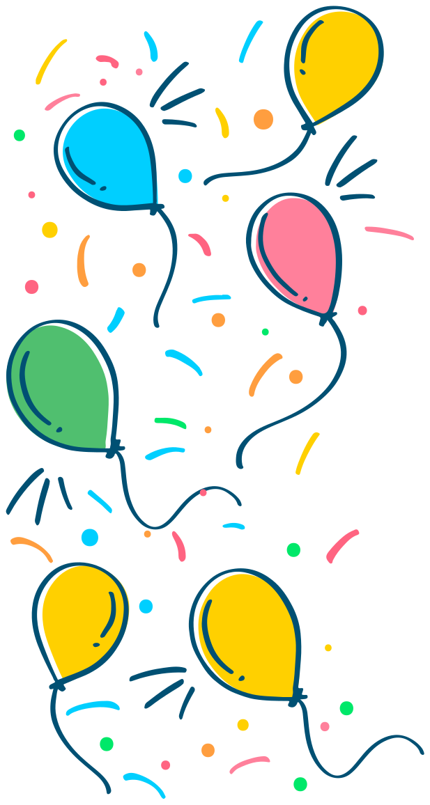 Tapete vinílico infantis balão com confete - TenStickers