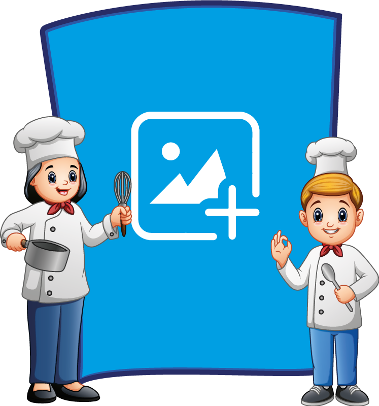 Tapete vinílico infantis com moldura para foto de chef - TenStickers