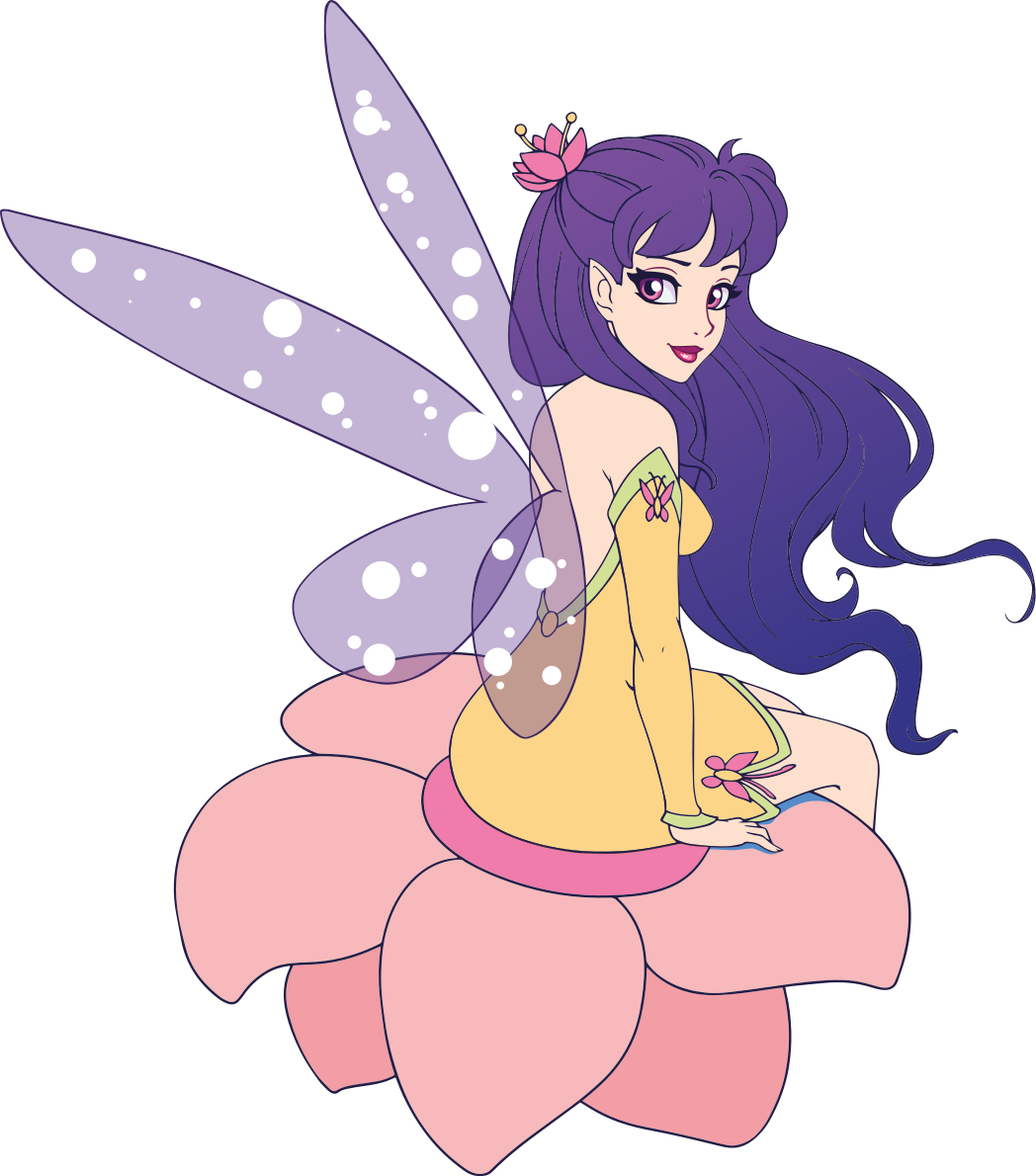 Tapete vinílico infantis fada fofa sentada na flor - TenStickers