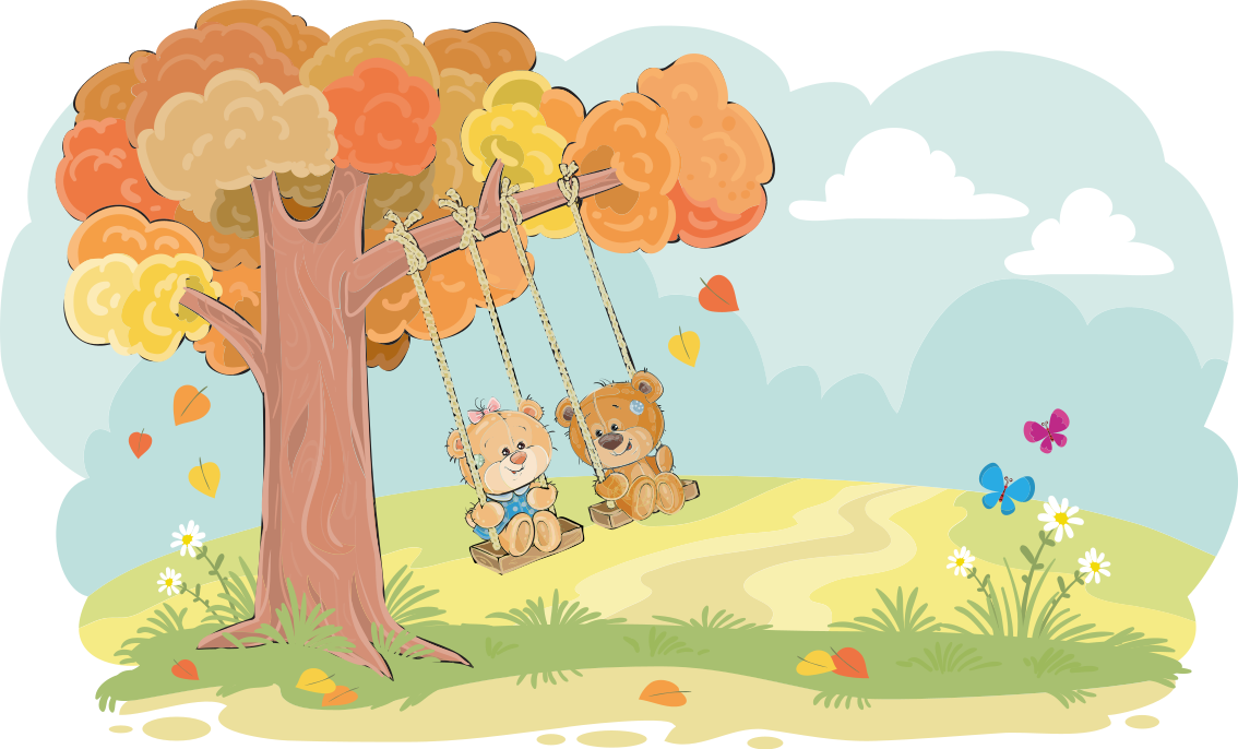 Tapete vinílico infantis ursos em floresta - TenStickers