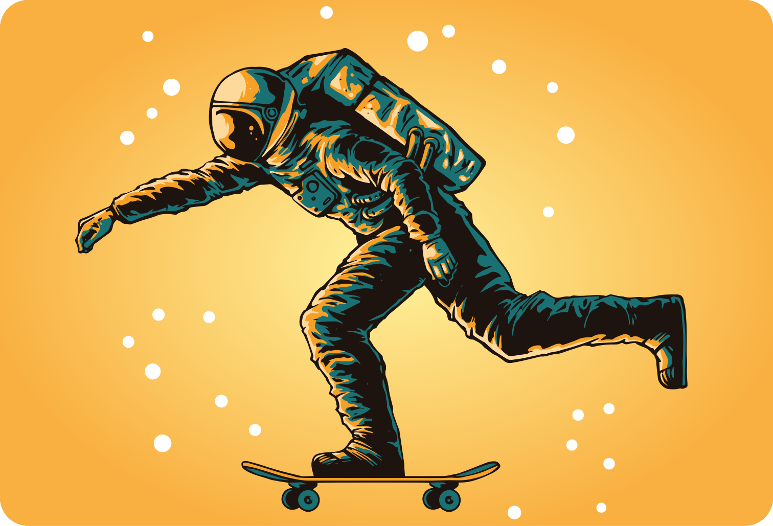Tapete vinílico infantis astronauta sobre skate - TenStickers