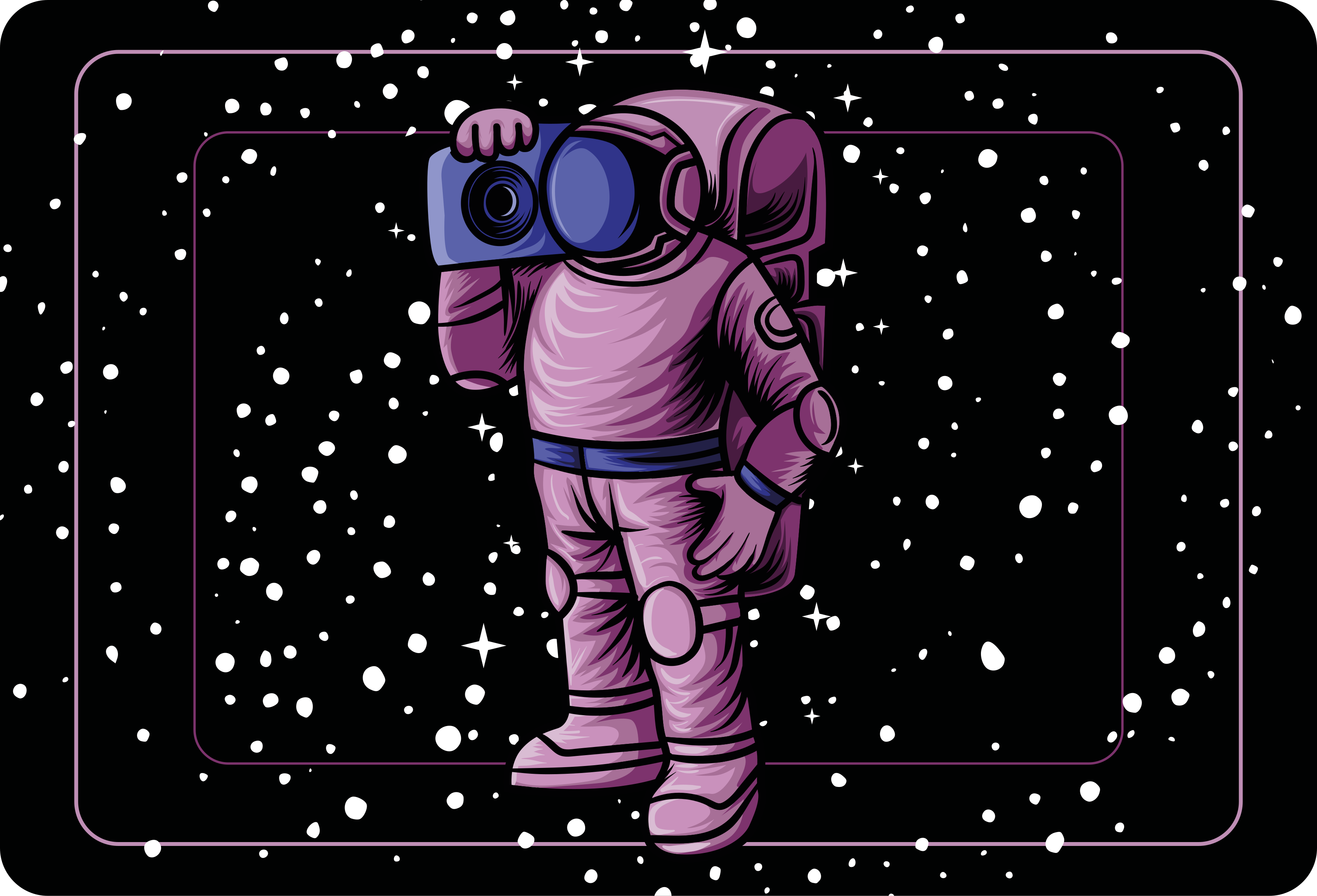 Tapete vinílico infantis astronauta com fita de rádio - TenStickers