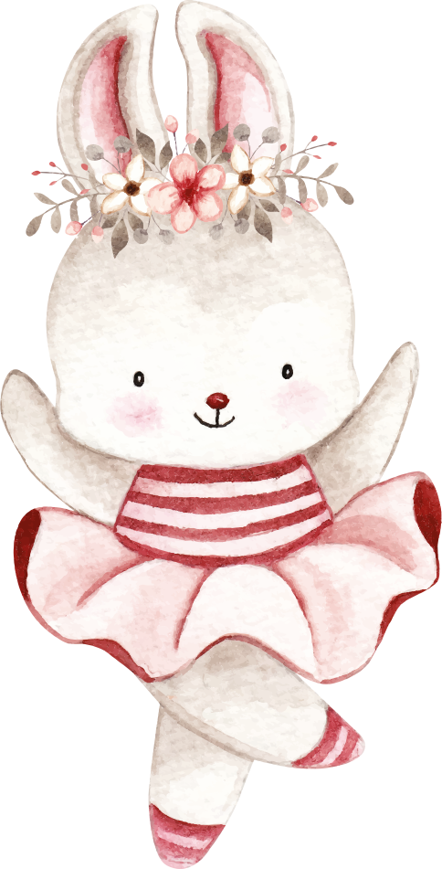 Tapete vinílico infantis bailarina coelha em rosas - TenStickers